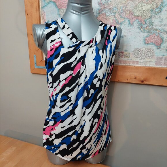 Nine West Multi Coloured Animal Print Patterned Sleeveless Tank Women's S - Picture 1 of 9